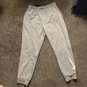 Nike Men's Light Gray Joggers with White Swoosh